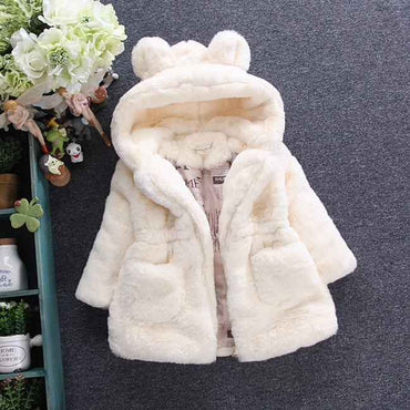 LGW Girls Faux Fur Hooded Coat β Soft, Warm & Stylish Winter Jacket for Kids